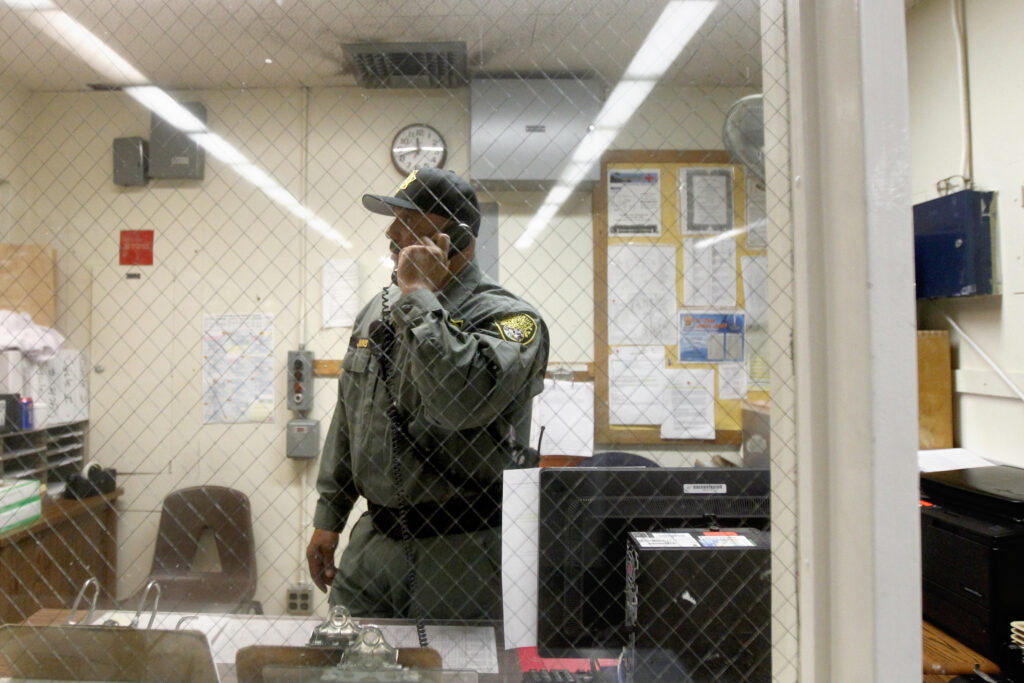 Ron Jenkins talks on the phone.