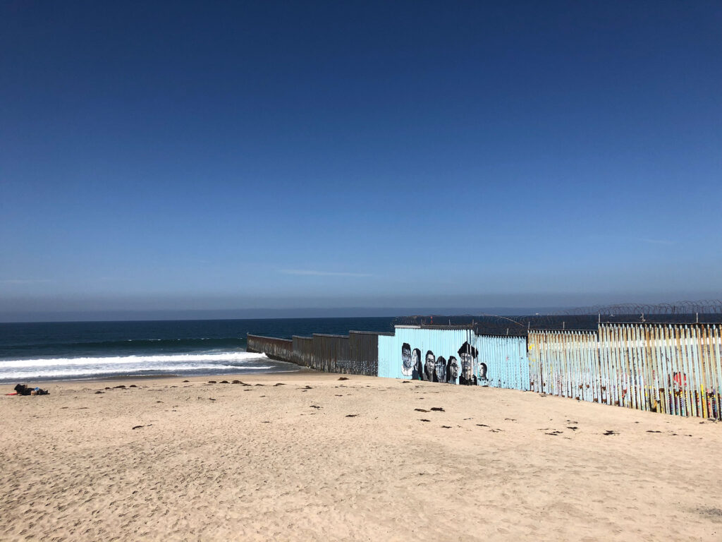 The Playas de Tijuana Mural Project appears on the borderwall that stretches out to the ocean.