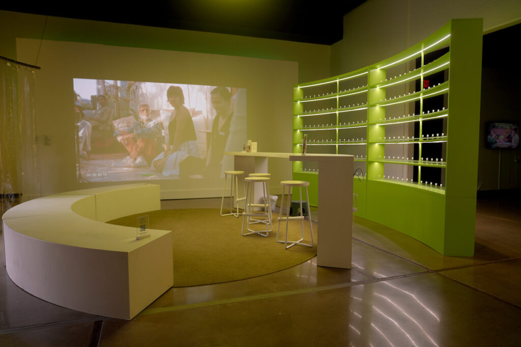 The saliva collection are at the "Bodily Autonomy" exhibit in the Conley Art Gallery.