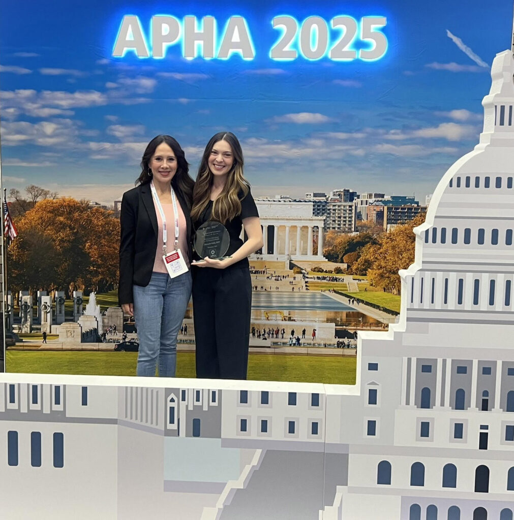 Next to her mother, Belinda Gallo, Alexandra Gallo holds her APHA Rebecca Head Award.
